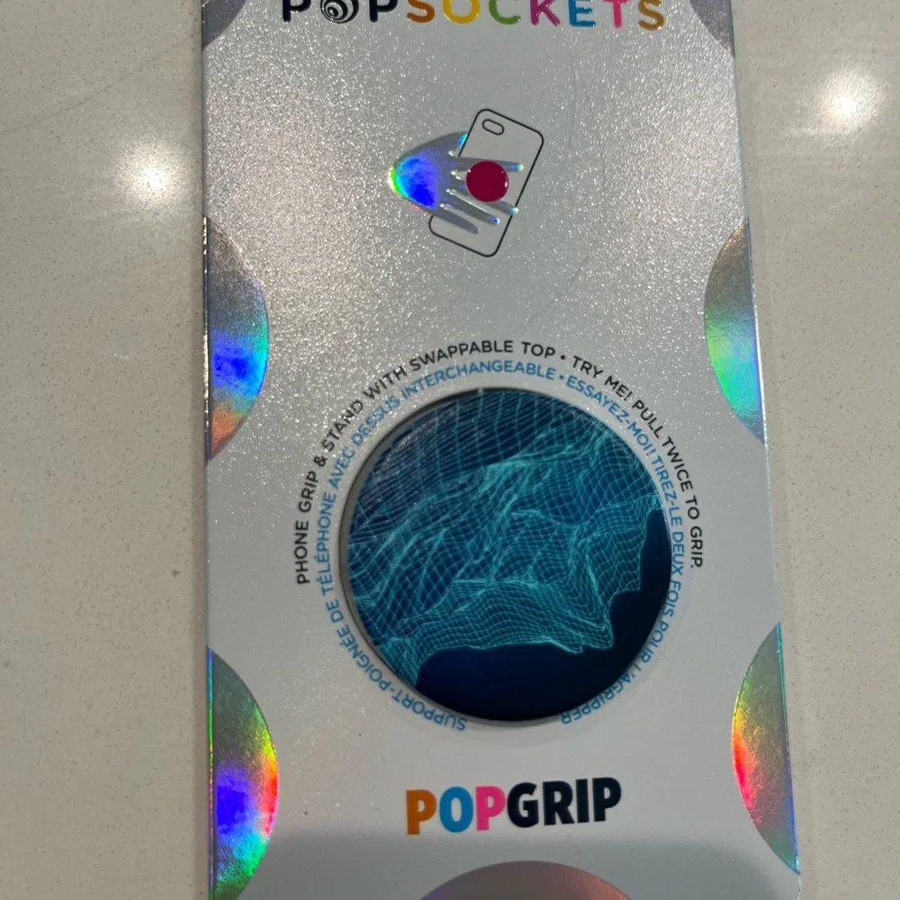 PopSocket POPGRIP Blue Holographic Top Phone Grip NWT